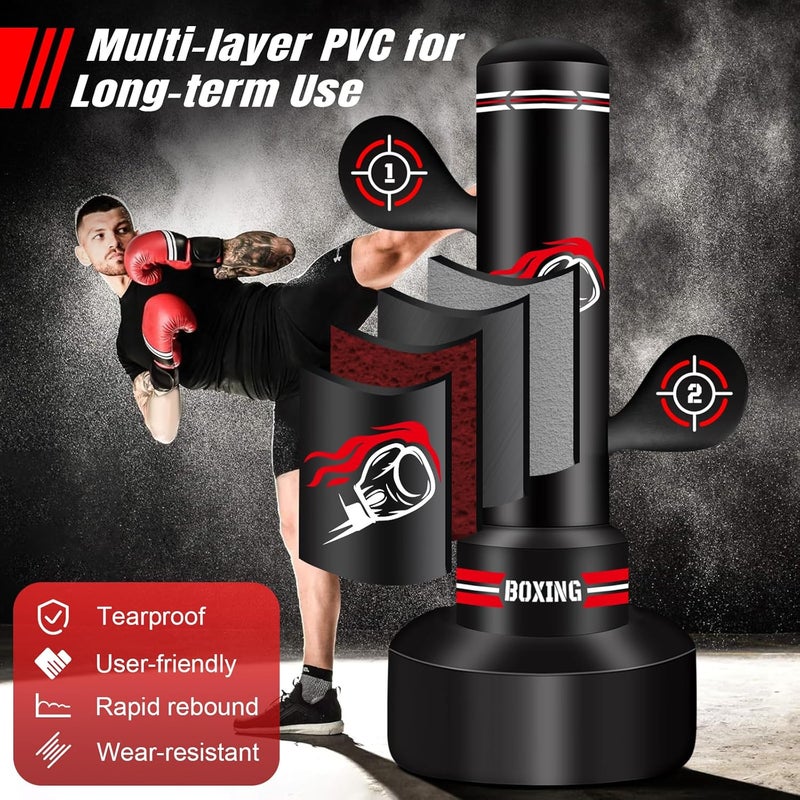 JUOIFIP Upgraded Heavy Freestanding Punching Bag for Adults Teens, 70” Standing Punching Bag Kicking Bag Heavy Bag, Women Men Kickboxing Bags for Training MMA Fitness Home Gym - Image 4